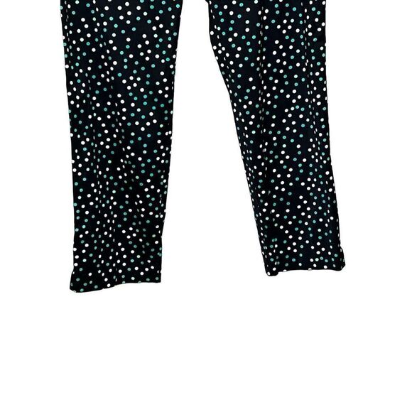 Ann Taylor green and white polka dot ankle pants with black background size 12 - Picture 7 of 13